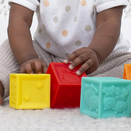 Infantino Squeeze and Stack Block Set – Soft, BPA-Free Sensory Blocks for Babies 6 Months+