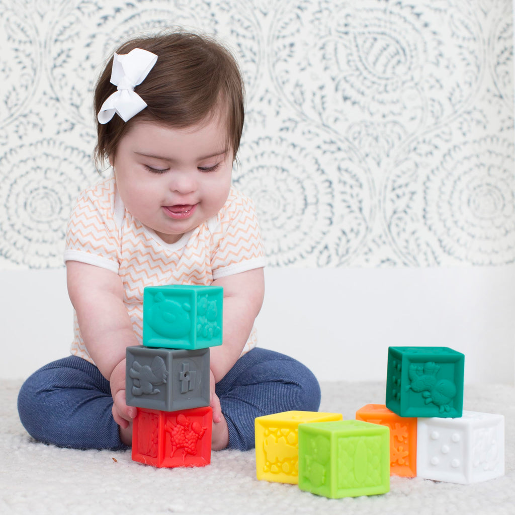 Infantino Squeeze and Stack Block Set – Soft, BPA-Free Sensory Blocks for Babies 6 Months+