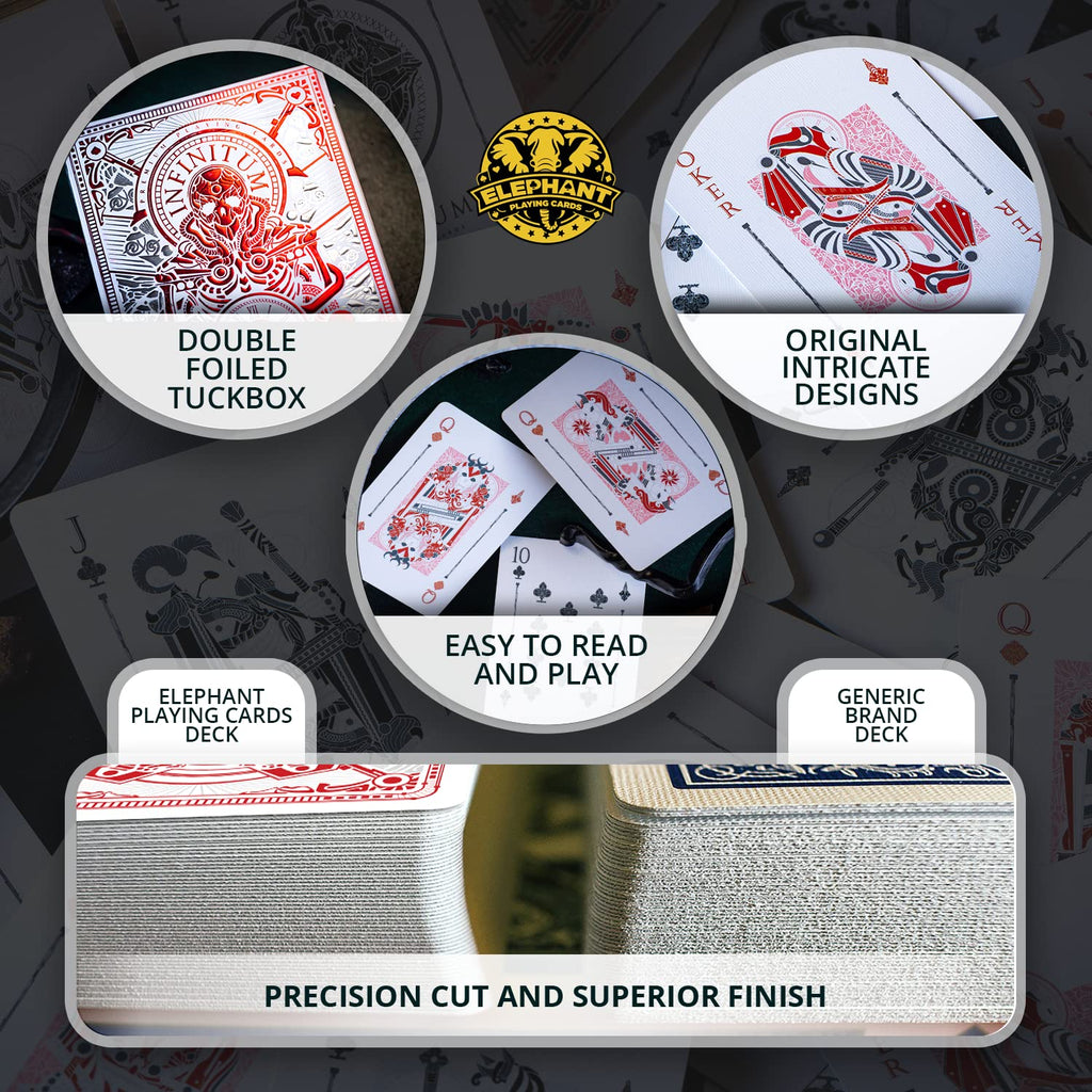 Infinitum Playing Cards by Elephant Playing Cards – Unique Illustrations, Premium Poker Deck with Free Game eBook