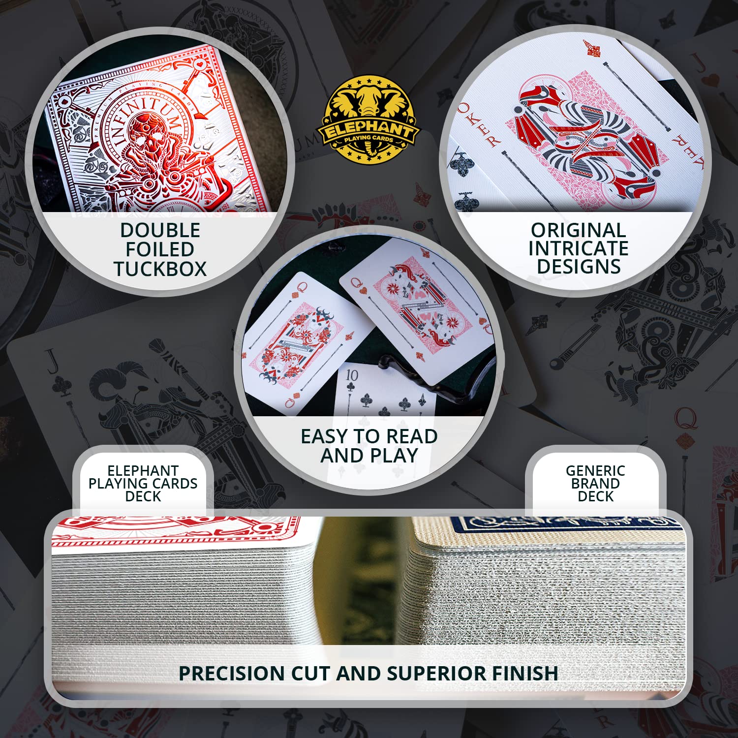 Infinitum Playing Cards by Elephant Playing Cards – Unique Illustrations, Premium Poker Deck with Free Game eBook