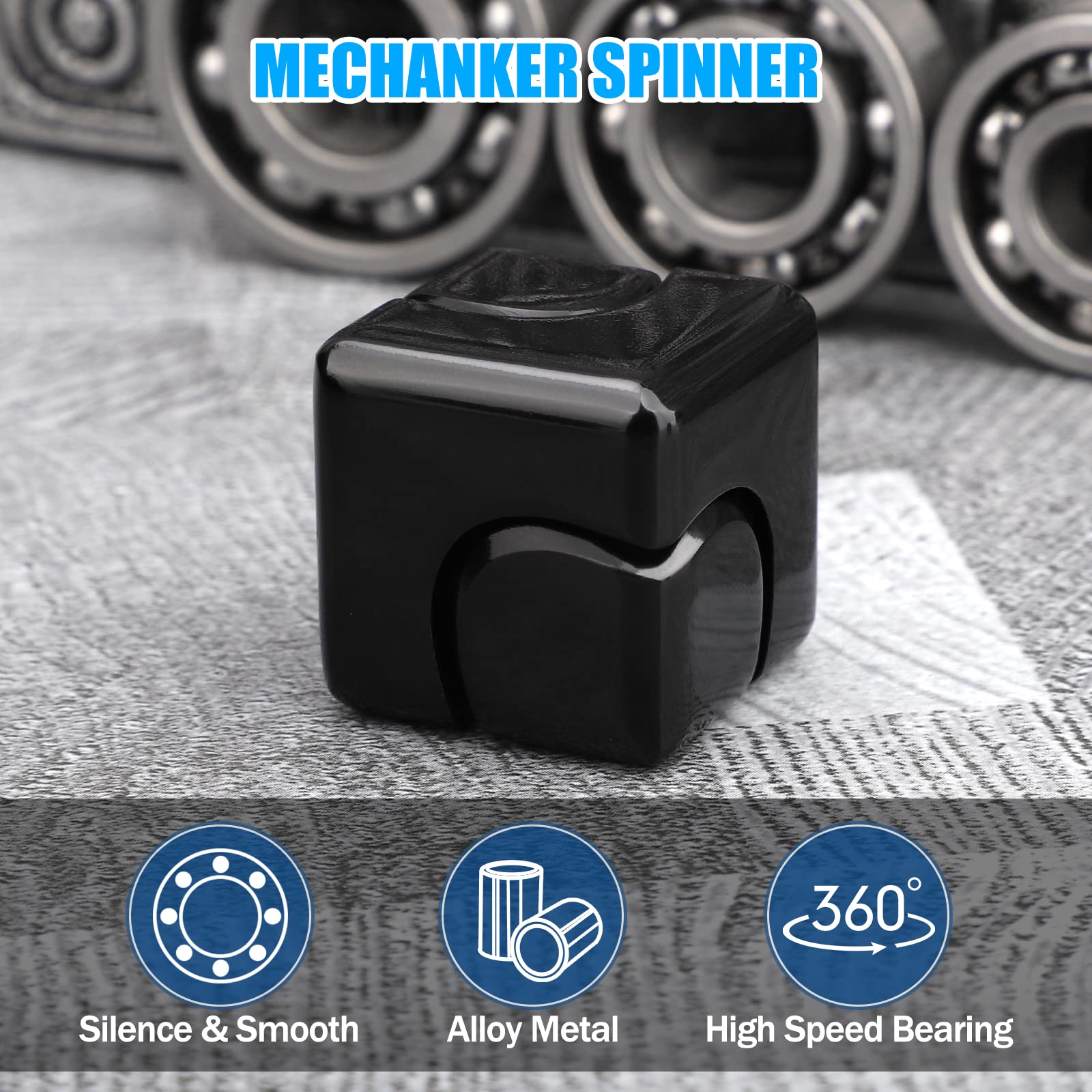 Infinity Gear 2-in-1 Fidget Cube Spinner - Metal Transformable Top for Stress Relief and Focus