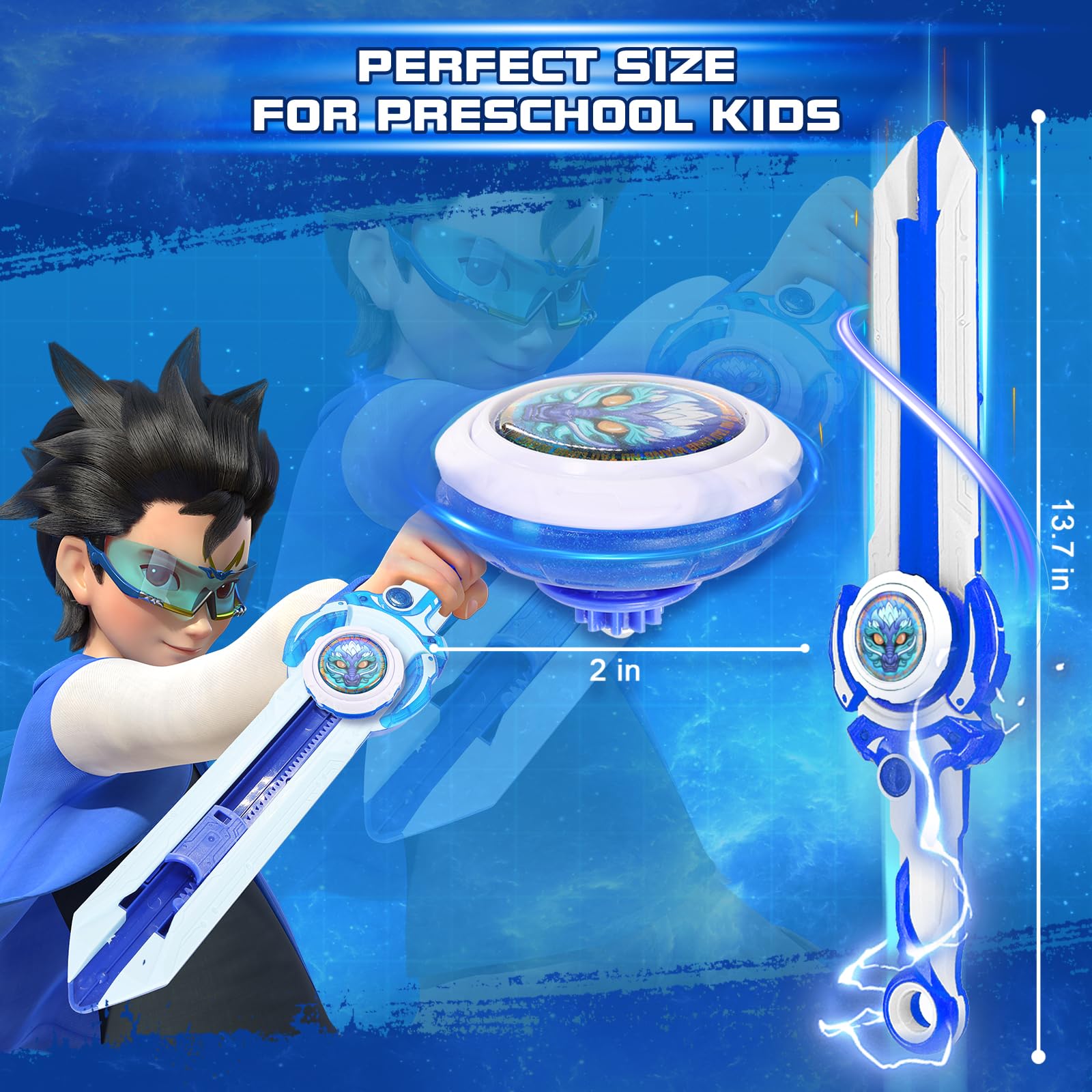 Infinity Nado Mini Nado Sword Battle Set – Blue Spinning Top Launcher for Kids Ages 5-12