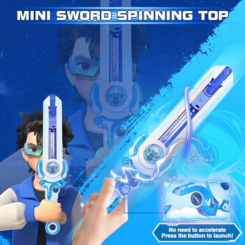 Infinity Nado Mini Nado Sword Battle Set – Blue Spinning Top Launcher for Kids Ages 5-12