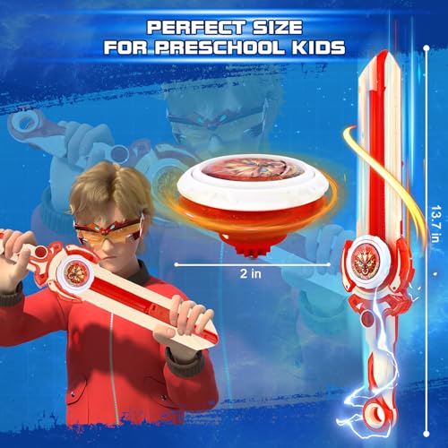 Infinity Nado Mini Nado Sword Spinning Top Battle Set - Red Sword Launcher for Beginners Ages 5-14