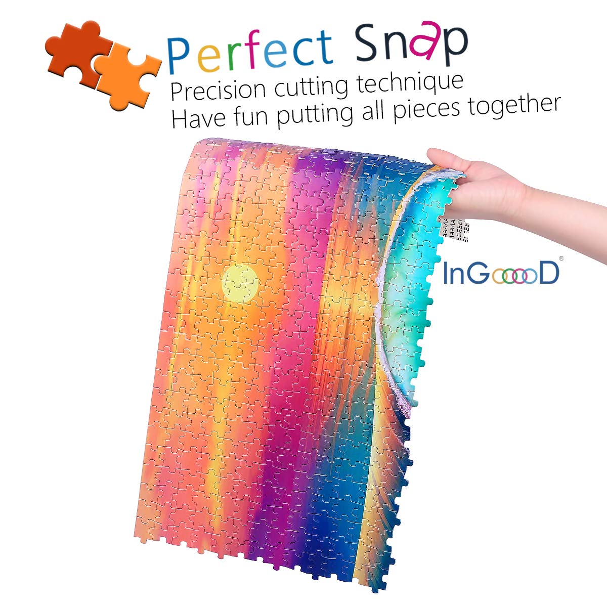 Ingooood 1000 Piece Jigsaw Puzzle - Tranquil Series Island Sunset - Wooden Adult Puzzle with Reference Picture & Letter-Coded Backs