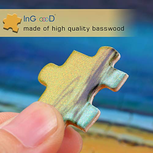 Ingooood 1000 Piece Jigsaw Puzzle - Tranquil Series Island Sunset - Wooden Adult Puzzle with Reference Picture & Letter-Coded Backs