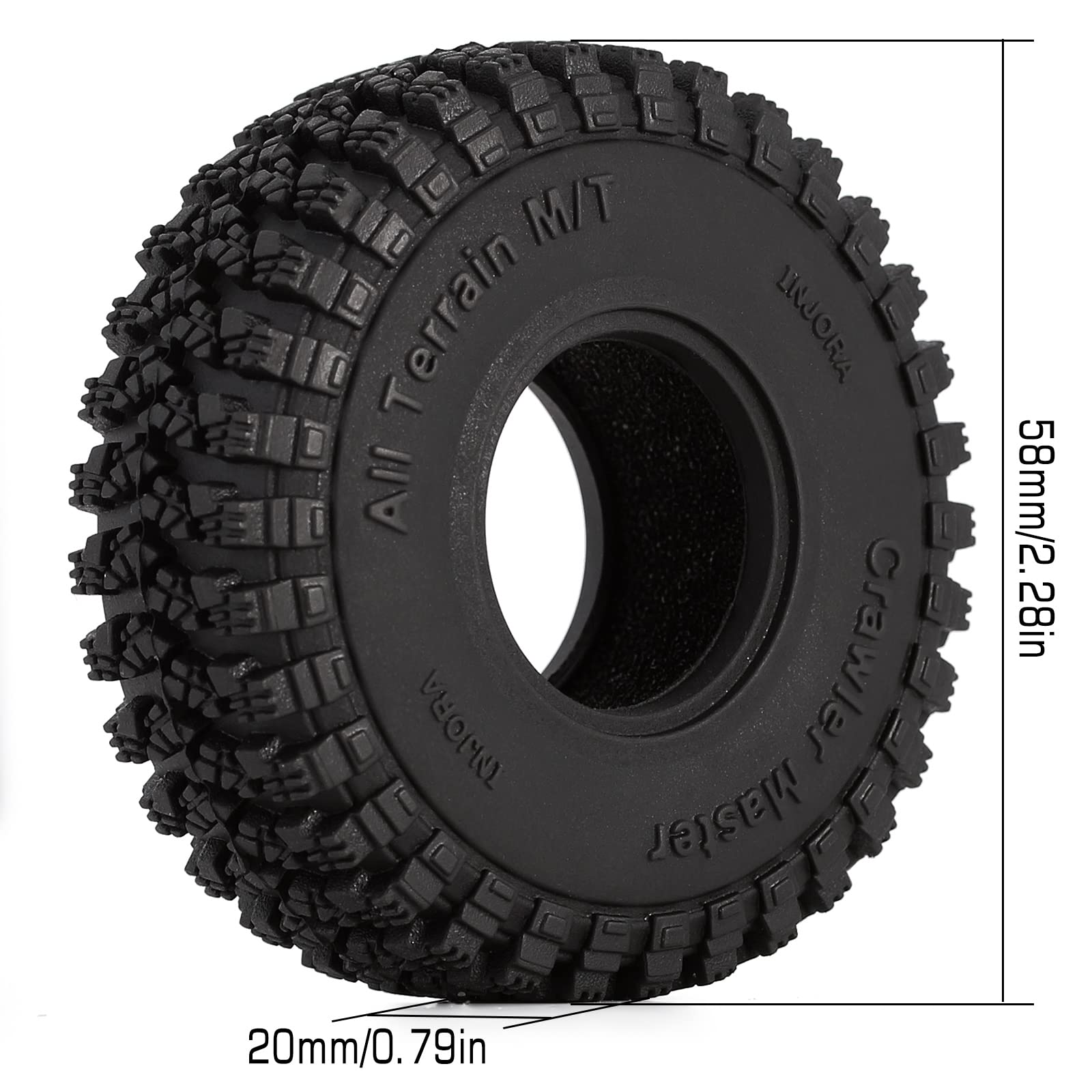 INJORA 1.0 S5 All Terrain Crawler Tires 58x20mm for TRX4M SCX24 FCX24 AX24 (T1008)