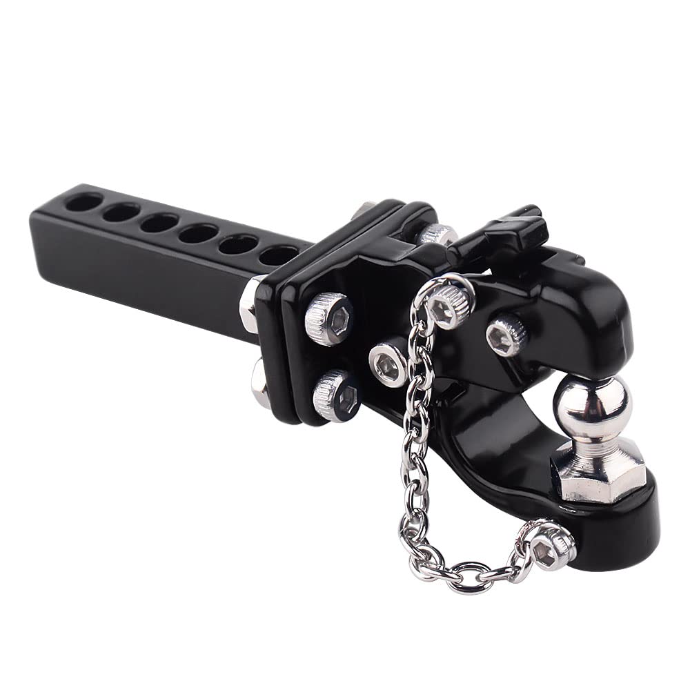 INJORA 1/10 RC Tow Hook Drop Hitch Receiver - Metal, Black for TRX4 Axial SCX10 (No Ball Buckle)