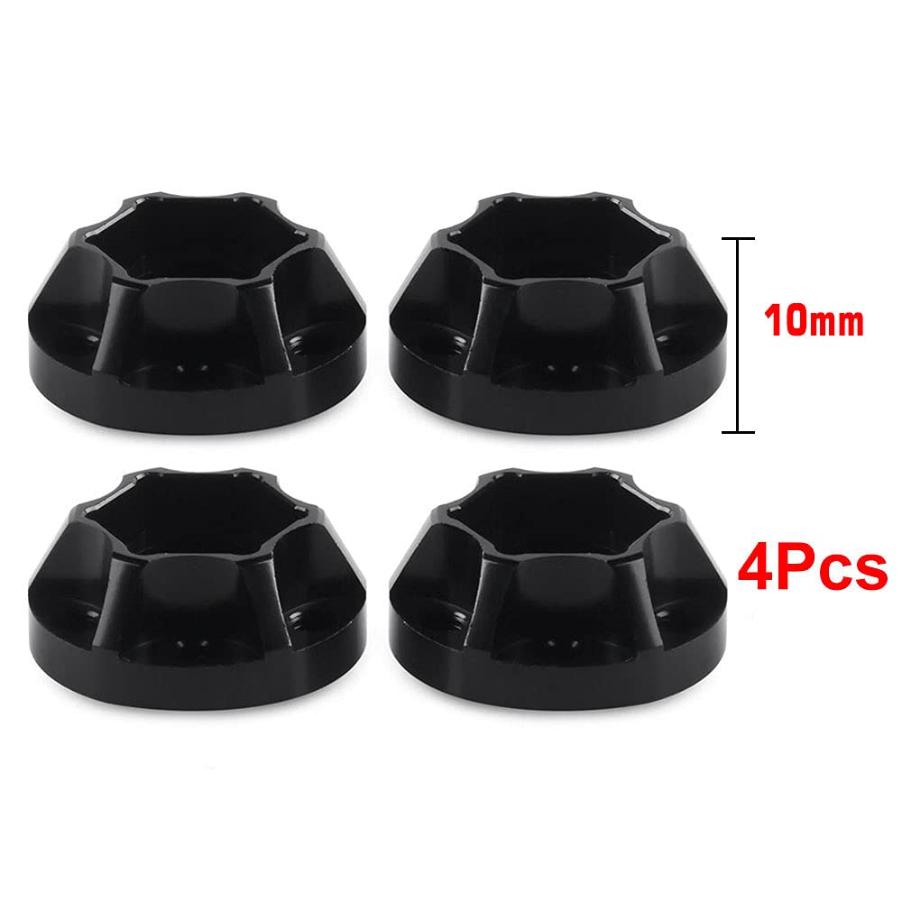 INJORA 12mm RC Car Wheel Hex Hub Set (4pcs) for 1/10 Crawlers - Black