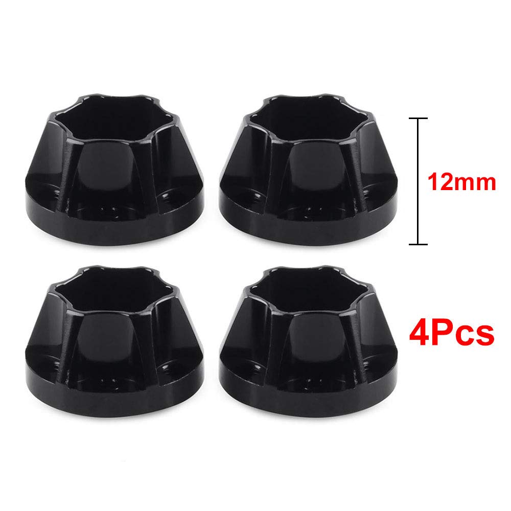 INJORA 12mm RC Wheel Hex Hub Set – Aluminum Alloy for 1/10 Crawlers SCX10 TRX4 D90 (4pcs, Black)