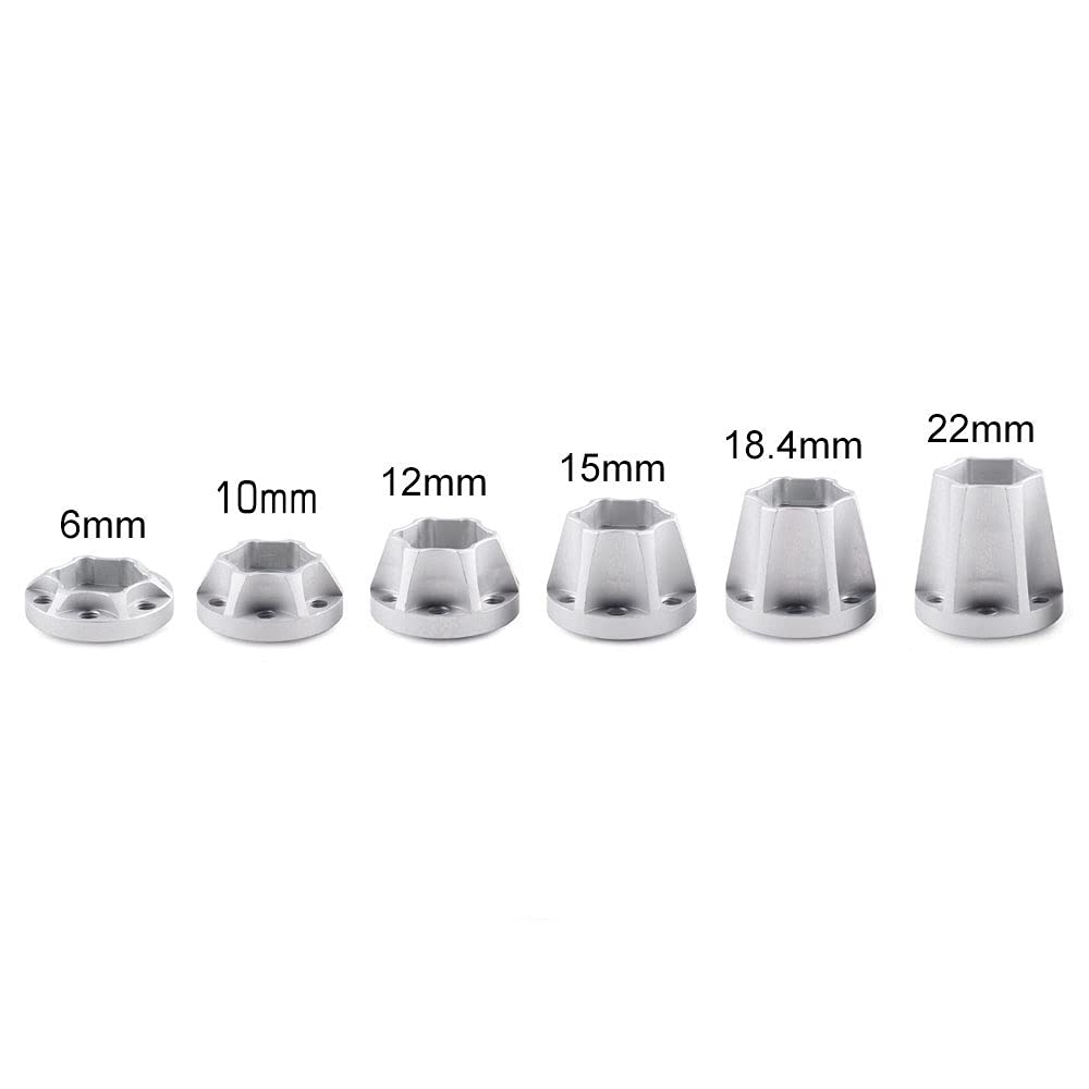 INJORA 12mm Wheel Hex Hub Set 4pcs (Silver 6mm) for 1/10 RC Crawler SCX10 TRX4 D90