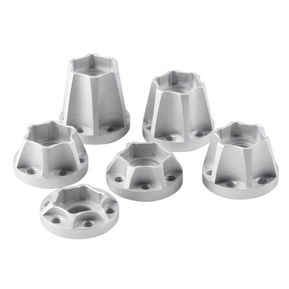 INJORA 12mm Wheel Hex Hub Set 4pcs (Silver 6mm) for 1/10 RC Crawler SCX10 TRX4 D90