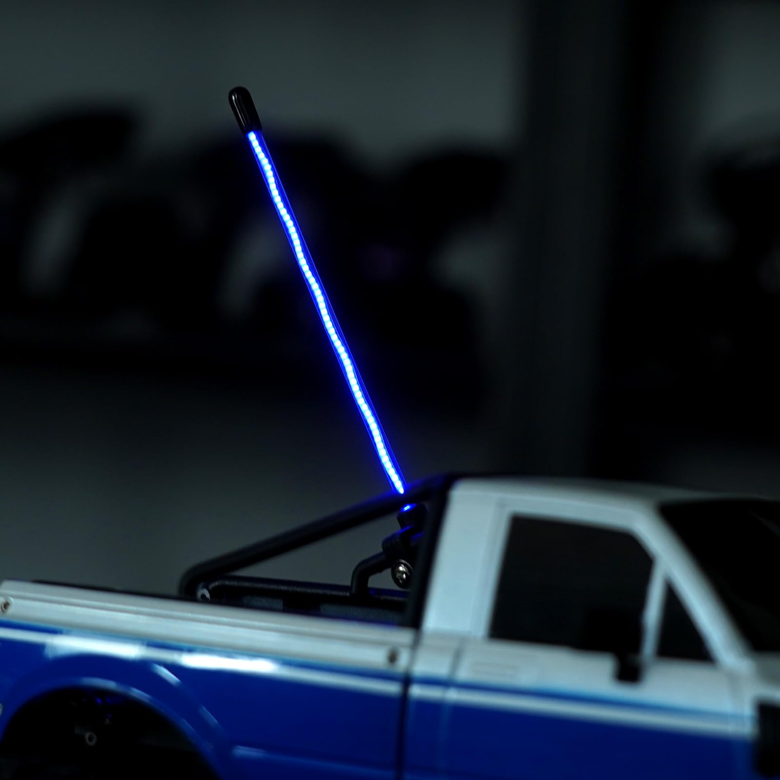 INJORA 2-Pack Ice Blue LED Whip Lights for 1/18 1/24 RC Crawlers (Side Fixed)