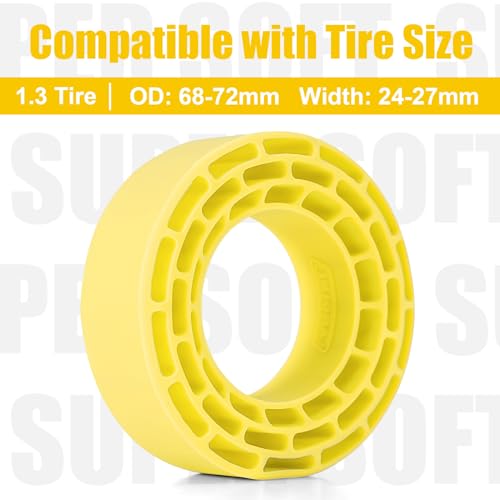 INJORA 4-Pack Silicone Rubber Tire Inserts (Yellow) for 1.3 Inch Wheels – 68-72mm Outer Diameter, 24-27mm Width