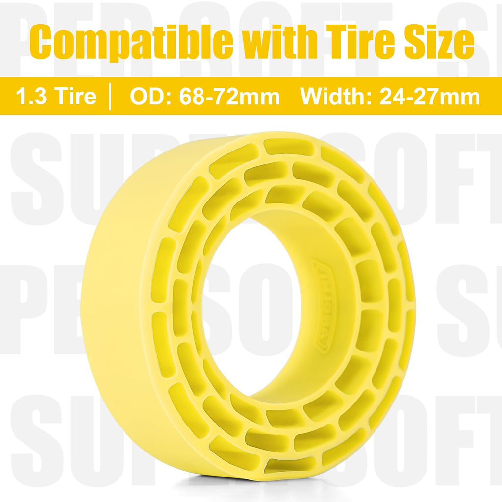 INJORA 4-Pack Silicone Rubber Tire Inserts (Yellow) for 1.3 Inch Wheels – 68-72mm Outer Diameter, 24-27mm Width