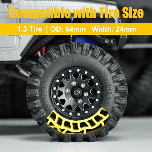 INJORA 4-Pack Yellow Silicone Rubber Tire Inserts for 64×24mm RC Tires (Super Soft)