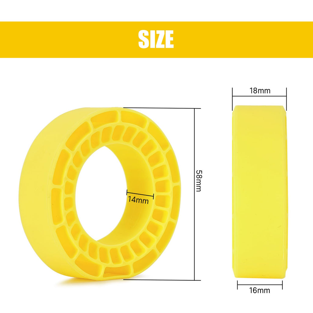 INJORA 4-Pack Yellow Silicone Rubber Tire Inserts for 64×24mm RC Tires (Super Soft)