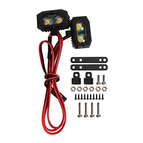 INJORA 4-Piece LED Headlight Set for 1/10 RC Crawlers – White, High-Brightness with Adjustable Brackets
