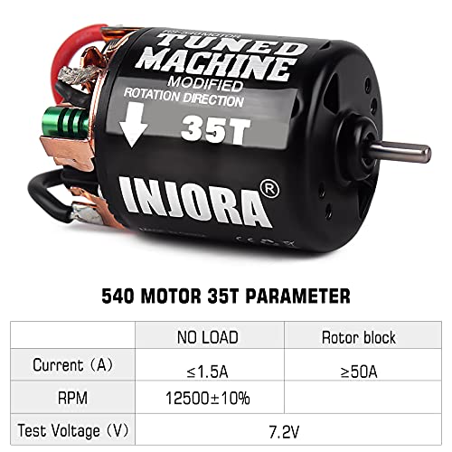 INJORA 540 Brushed Motor 35T - Waterproof, Rebuildable RC Crawler Motor for 1/10 Scale