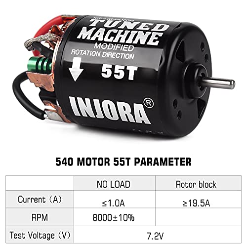 INJORA 540 Brushed Motor 55T Waterproof – Dual Ball Bearings, Rebuildable for 1/10 RC Crawlers
