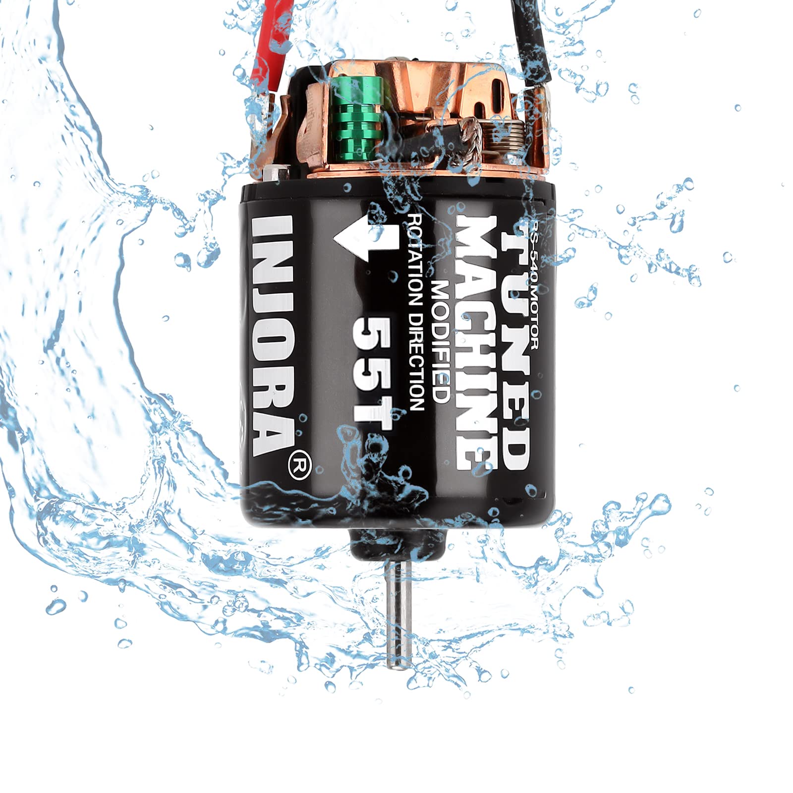 INJORA 540 Brushed Motor 55T Waterproof – Dual Ball Bearings, Rebuildable for 1/10 RC Crawlers