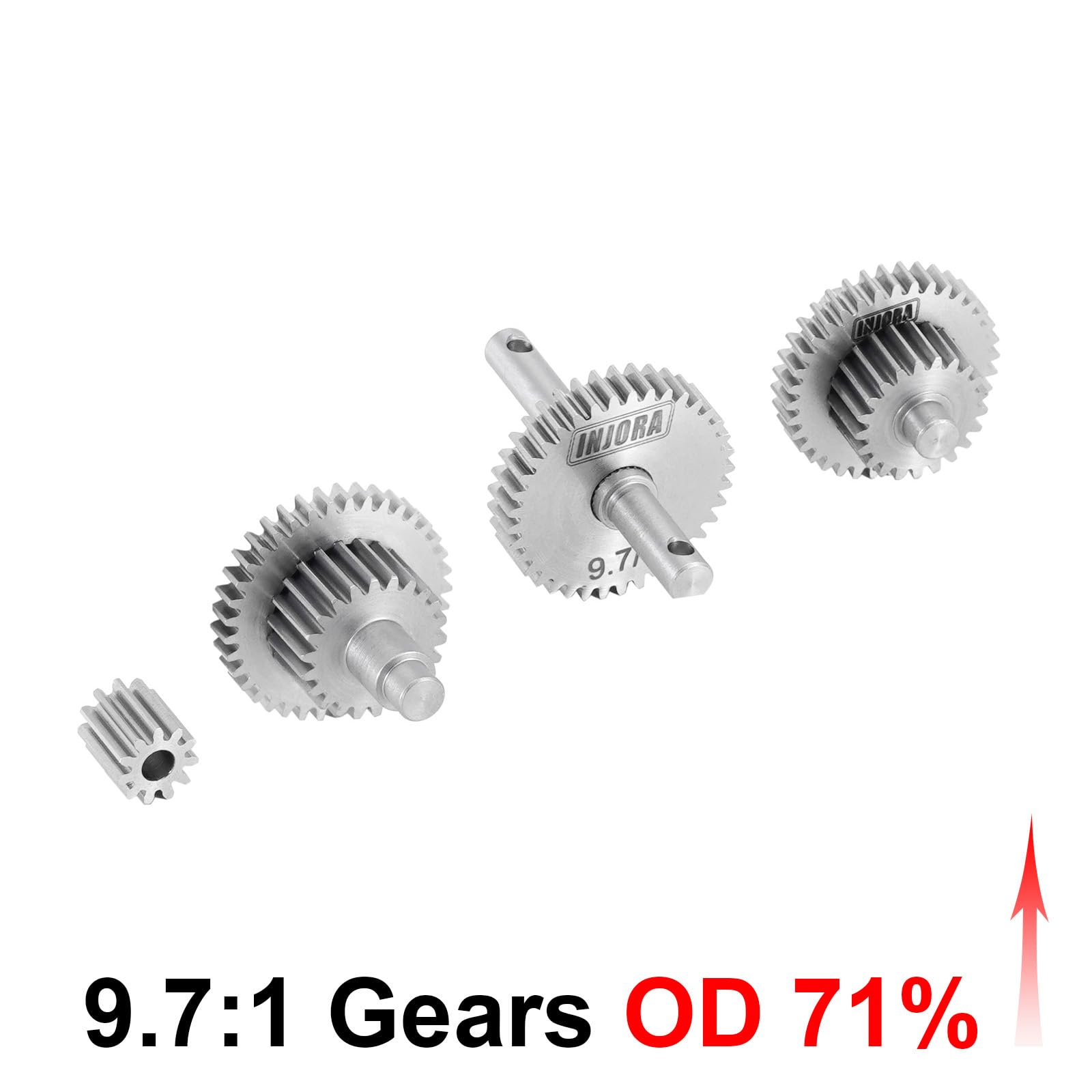 INJORA 9.7:1 Overdrive Transmission Gear Set – Stainless Steel – Fits TRX4M 1/18 RC Crawlers
