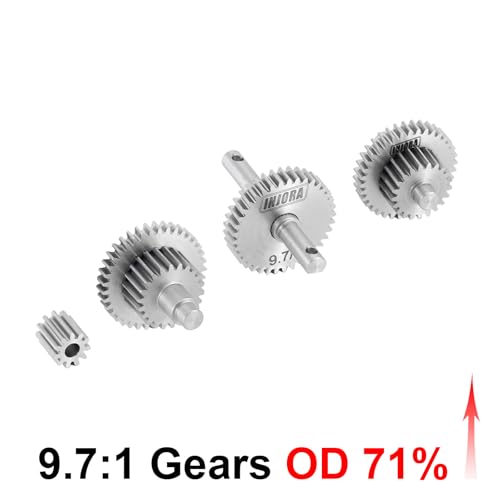 INJORA 9.7:1 Overdrive Transmission Gear Set – Stainless Steel – Fits TRX4M 1/18 RC Crawlers