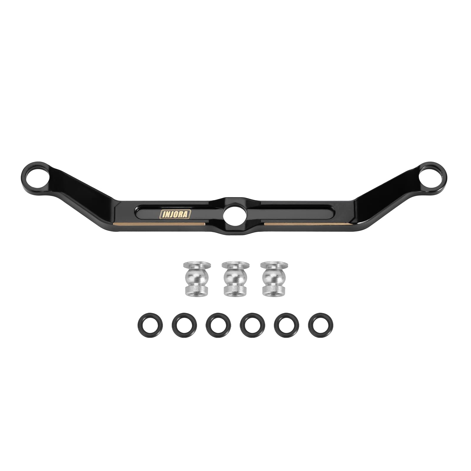 INJORA Black Brass Steering Link for TRX4M – CNC-Machined Upgrade, 12g, High Clearance