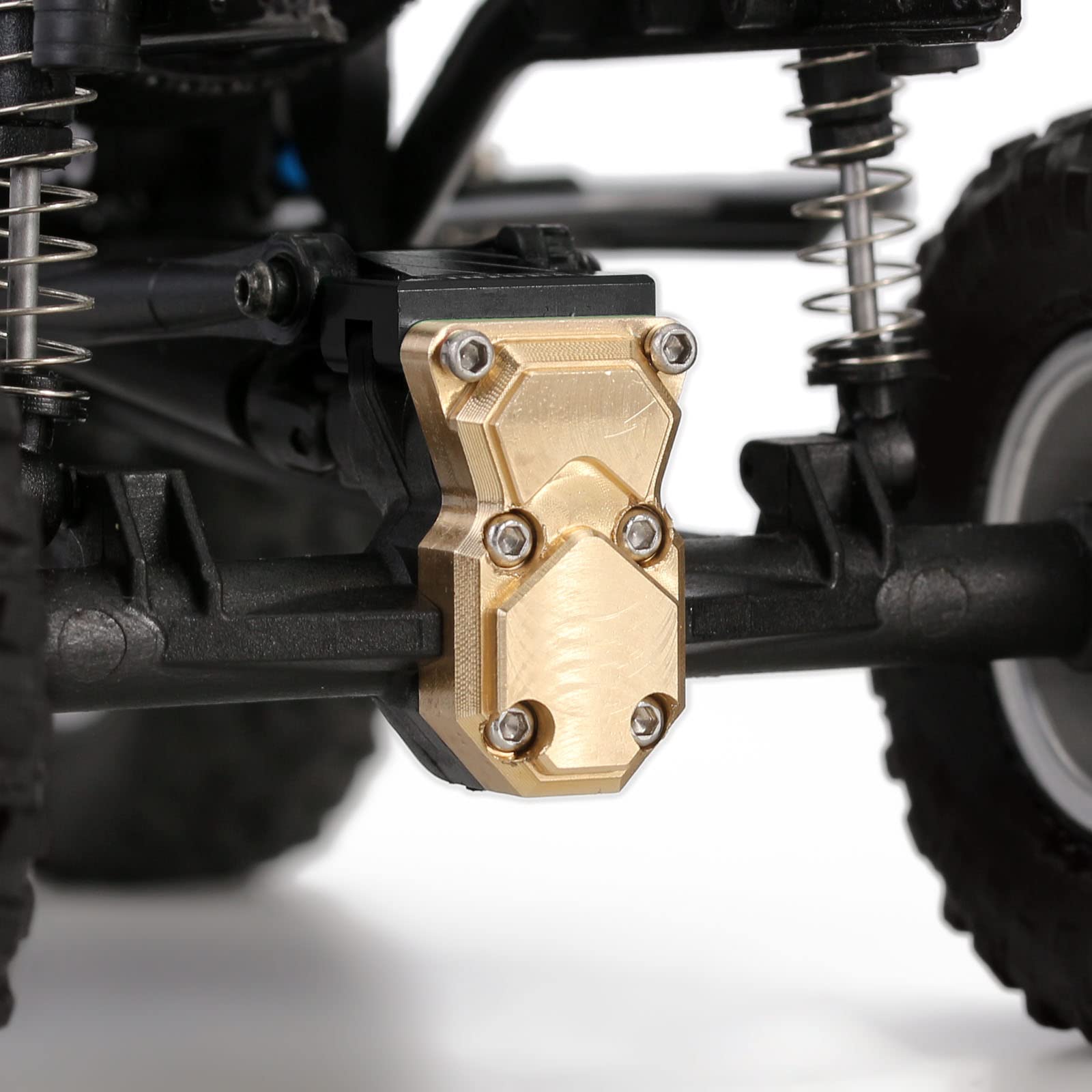 INJORA Brass Diff Cover for SCX24 – Front & Rear Axle Housing Upgrade for Axial Gladiator, Bronco, C10, JLU, Deadbolt (1/24 RC Crawler)