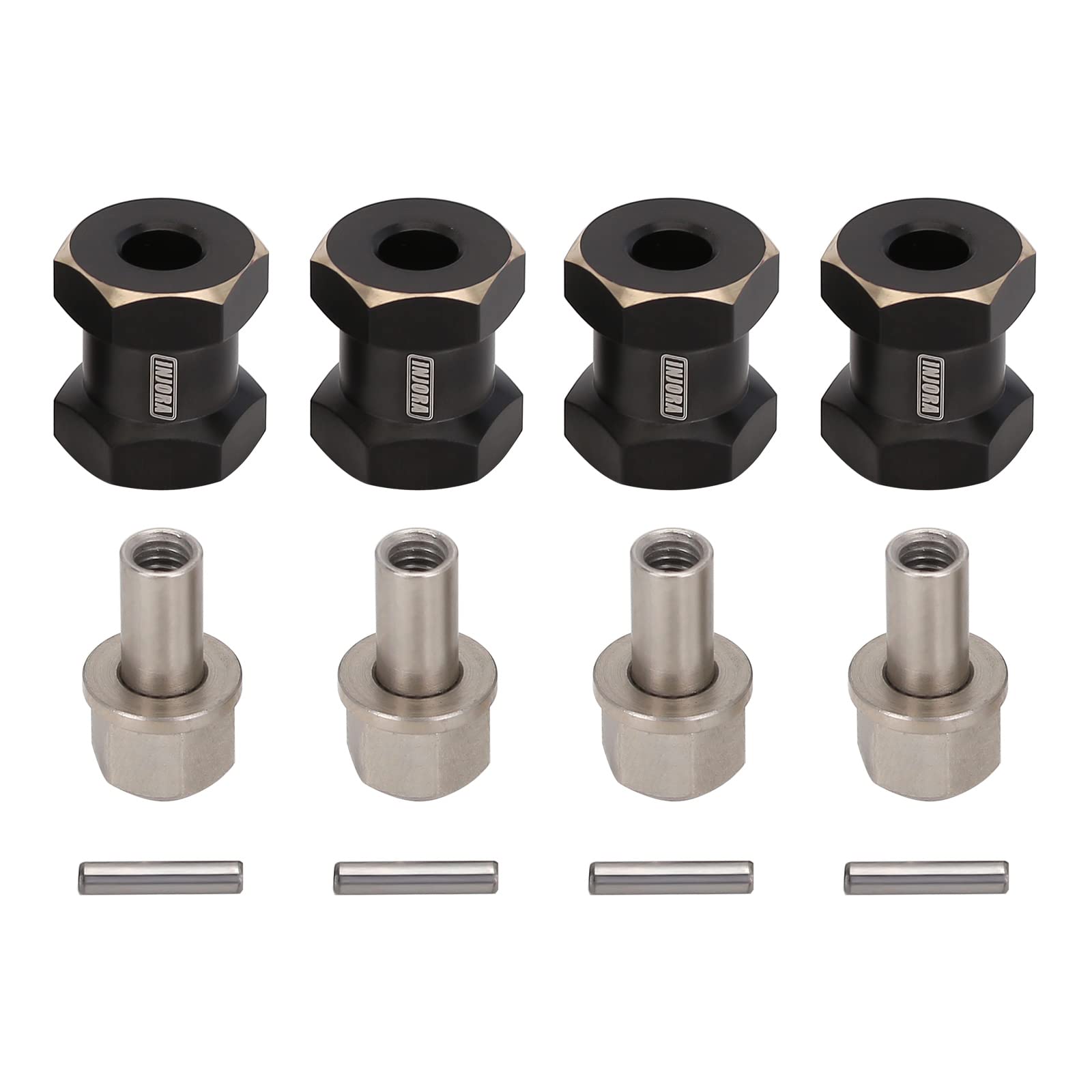 INJORA Brass Hex Hub 15mm for 1/10 RC Crawler – 12mm Hex Drive Adapter (Set of 4)