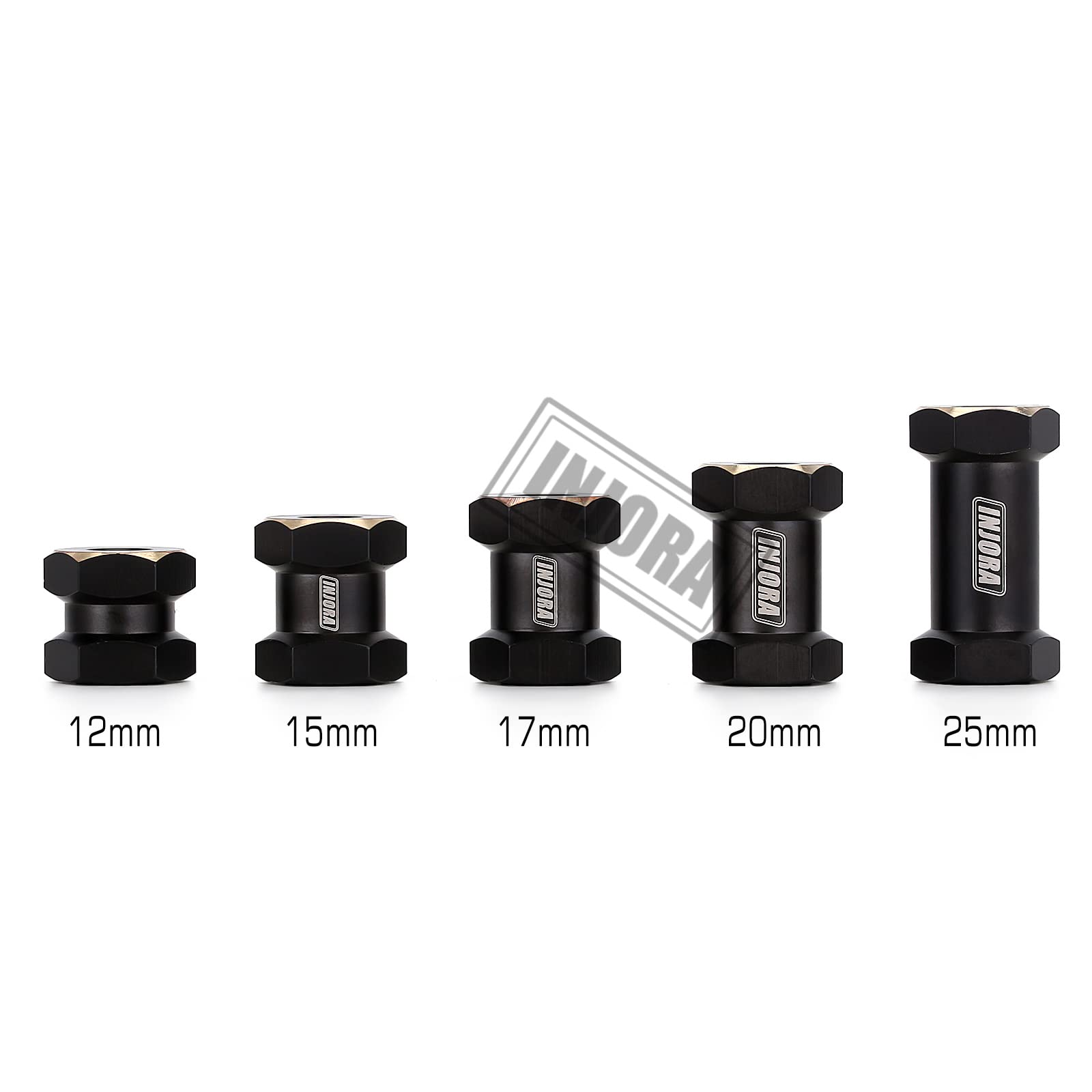 INJORA Brass Hex Hub 15mm for 1/10 RC Crawler – 12mm Hex Drive Adapter (Set of 4)