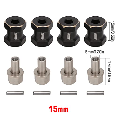 INJORA Brass Hex Hub 15mm for 1/10 RC Crawler – 12mm Hex Drive Adapter (Set of 4)