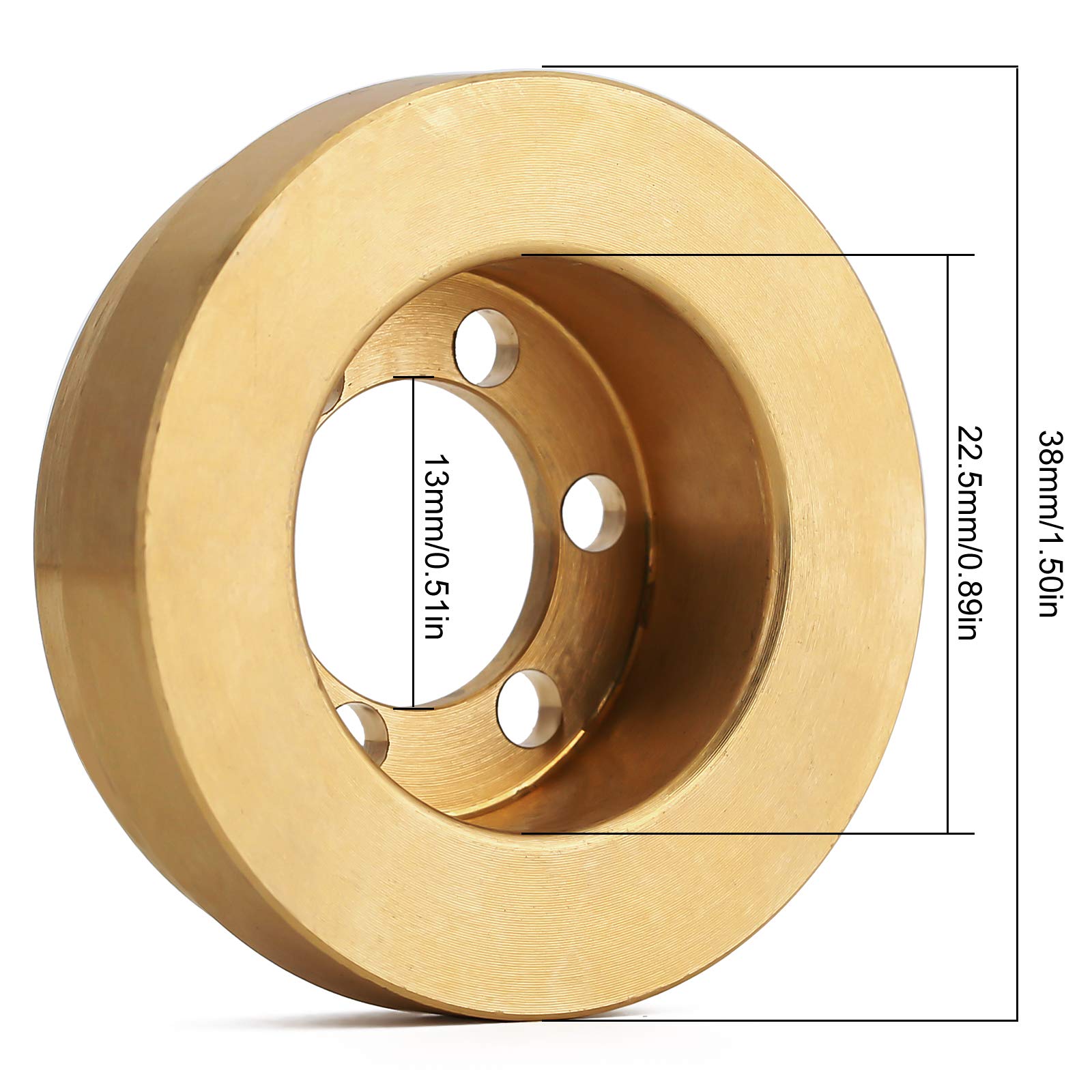 INJORA Brass Internal Counterweights for 1.9/2.2 RC Wheel Rims (2pcs, 63g Each)