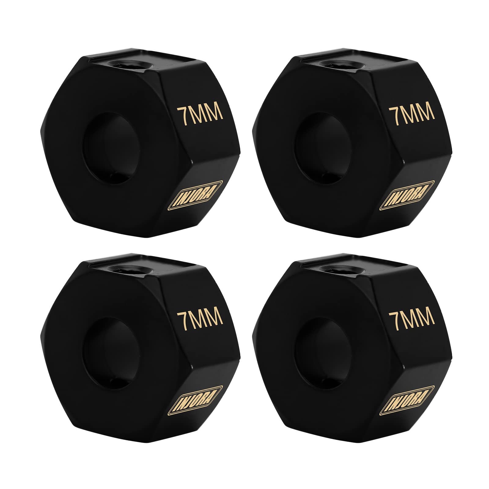 INJORA Brass Wheel Hex Hub 7mm: Black Coated CNC Adapter for Axial SCX10 PRO/III/UTB10 1/10 RC Crawler