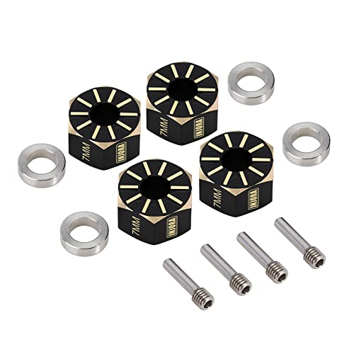 INJORA Brass Wheel Hex Hub 7mm: Black Coated CNC Adapter for Axial SCX10 PRO/III/UTB10 1/10 RC Crawler