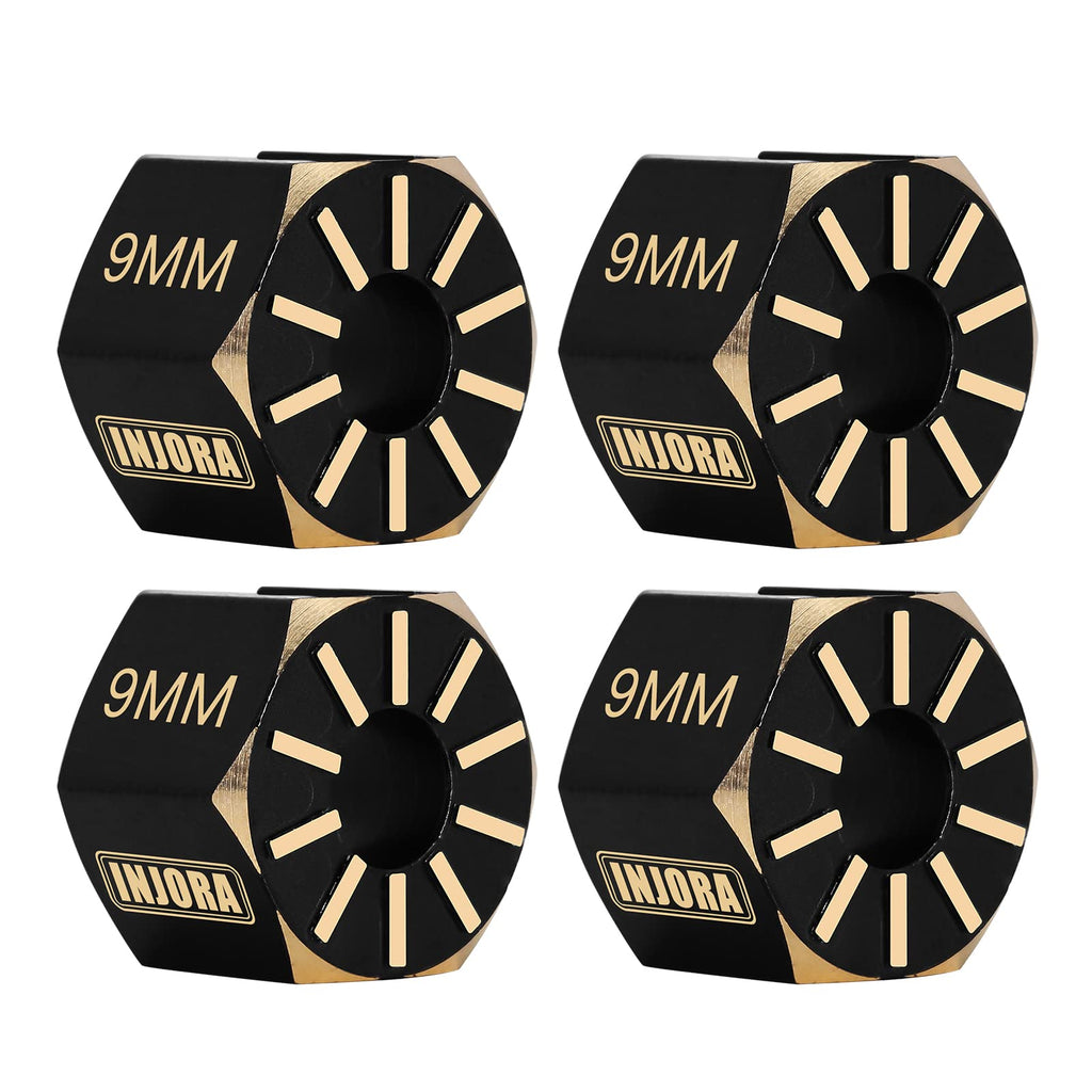 INJORA Brass Wheel Hex Hub 9mm Black Coating for Axial SCX10 PRO SCX10 III UTB10 Upgrade