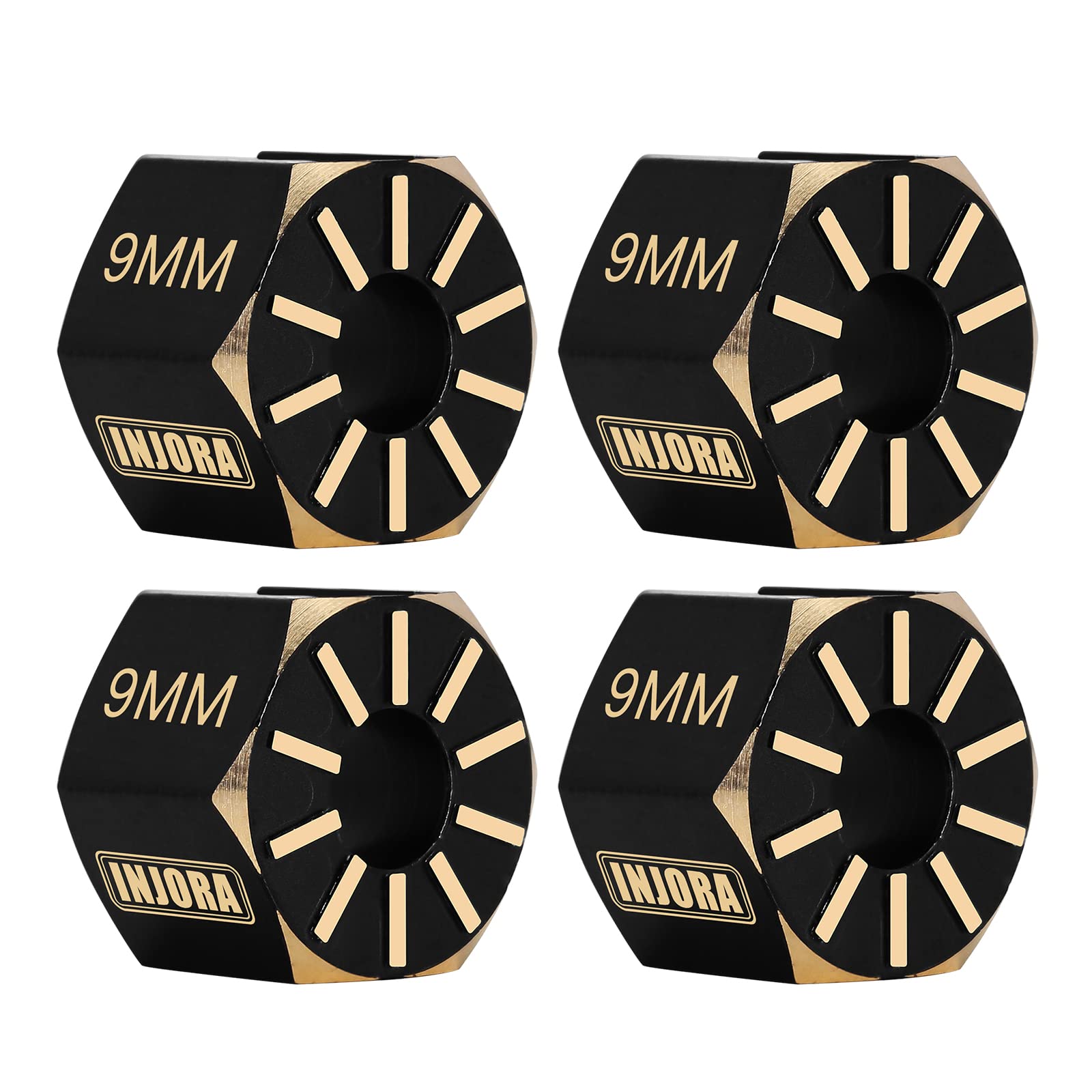INJORA Brass Wheel Hex Hub 9mm Black Coating for Axial SCX10 PRO SCX10 III UTB10 Upgrade