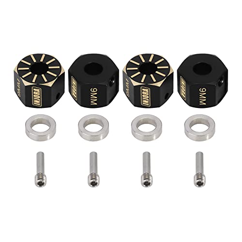 INJORA Brass Wheel Hex Hub 9mm Black Coating for Axial SCX10 PRO SCX10 III UTB10 Upgrade