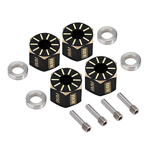 INJORA Brass Wheel Hex Hub 9mm Black Coating for Axial SCX10 PRO SCX10 III UTB10 Upgrade