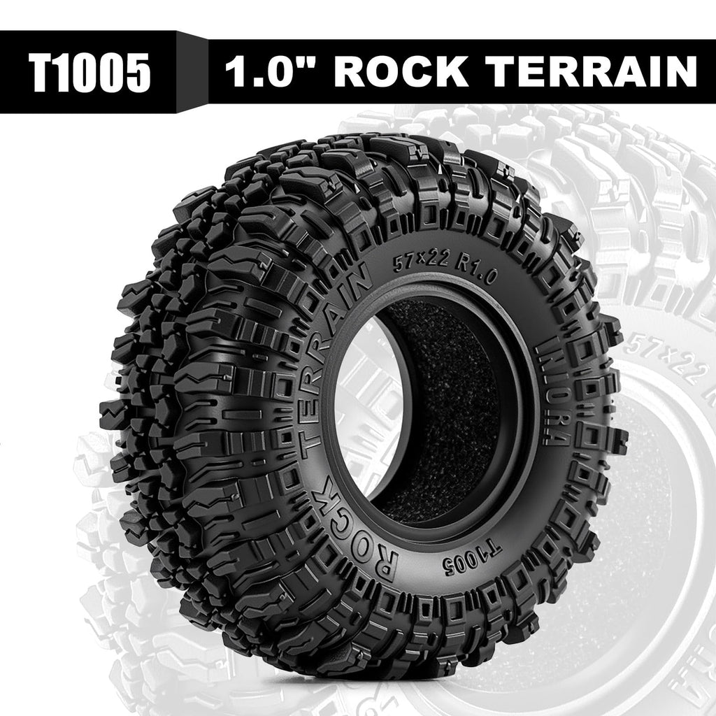 INJORA G2 Rock Terrain Tires 57x22mm (1.0 inch) for 1/24 & 1/18 RC Crawlers – T1005
