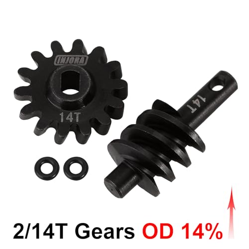 INJORA Overdrive Differential Gears 14T Steel Worm Gear Set for Axial SCX24