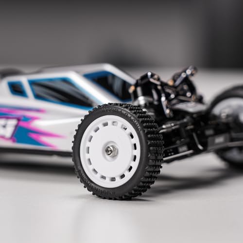 INJORA Pre-Mounted Pin Buggy Tires & Wheels for 1/24 Losi Micro-B (White, 4-Pack)