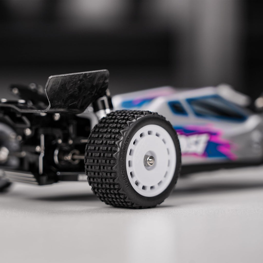 INJORA Pre-Mounted Pin Buggy Tires & Wheels for 1/24 Losi Micro-B (White, 4-Pack)
