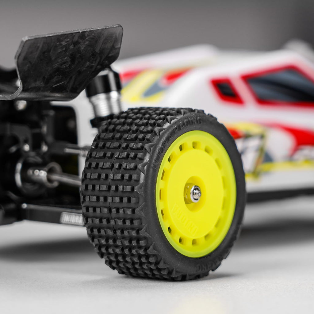 INJORA Pre-Mounted Pin Buggy Tires & Wheels for 1/24 Losi Micro-B (Yellow, 4-Pack)