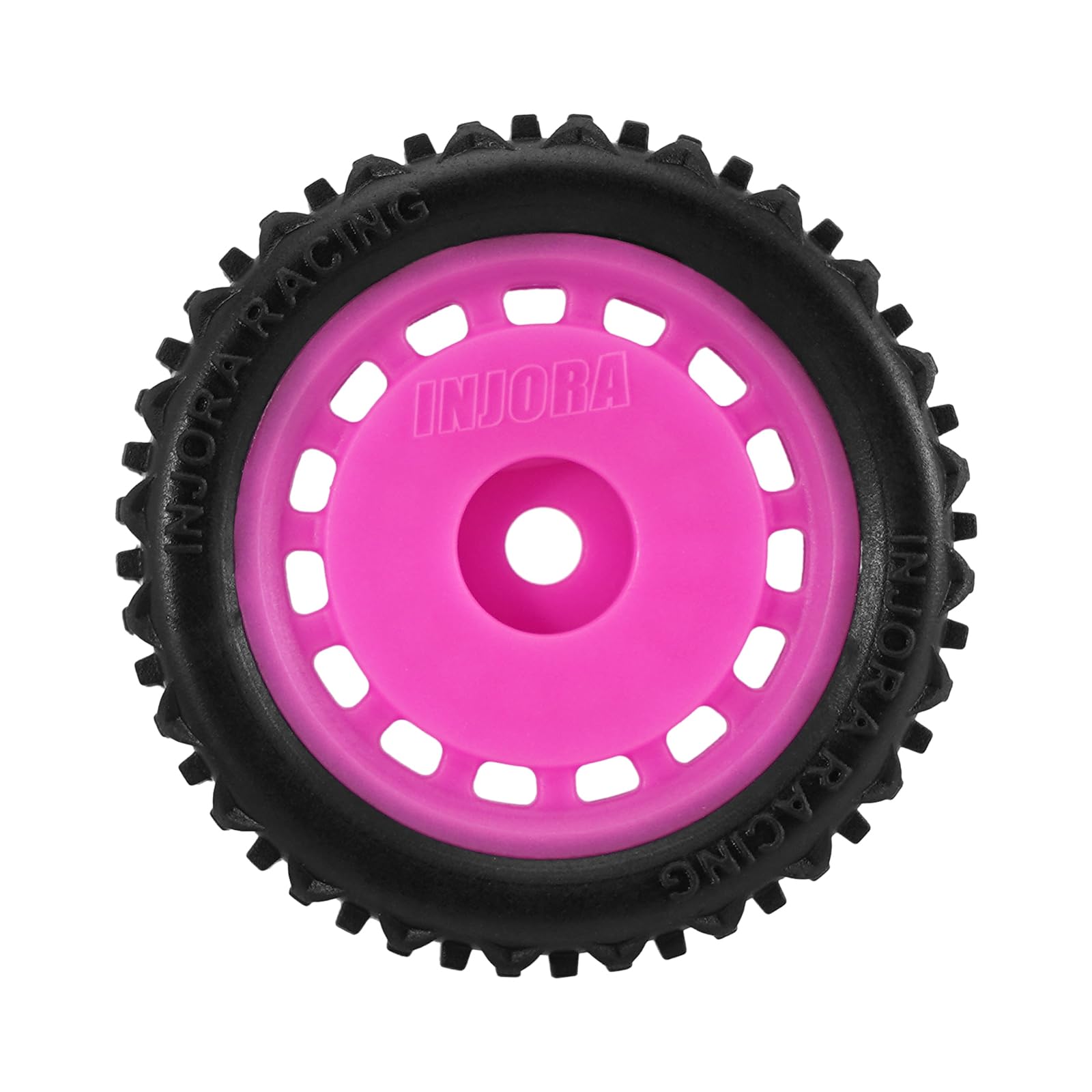 INJORA Pre-Mounted Pin Buggy Tires & Wheels for 1/28 Losi Micro-T (4-Pack, Magenta)