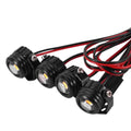 INJORA Round LED Lights for RC Crawlers (4-Pack White) – Adjustable Bracket, 3 Lighting Modes for TRX4M SCX24 1/18 1/24