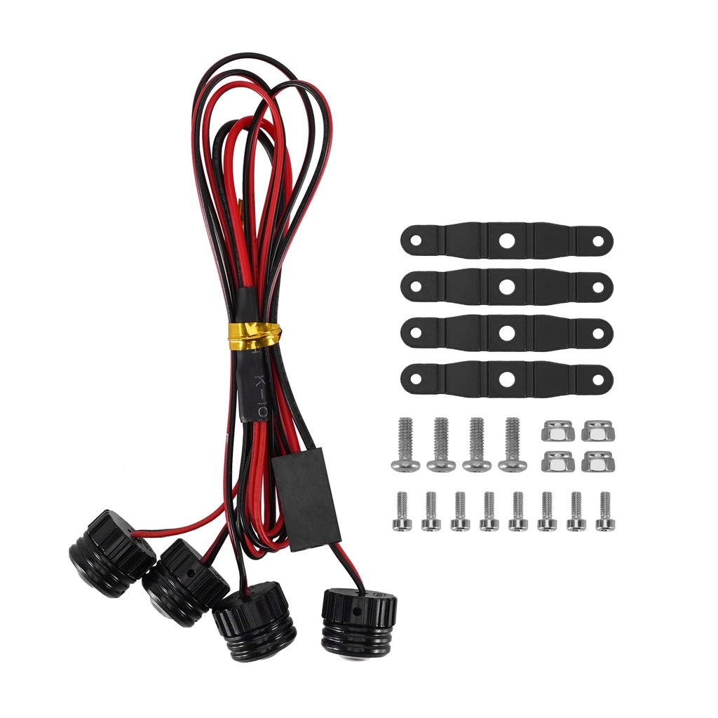 INJORA Round LED Lights for RC Crawlers (4-Pack White) – Adjustable Bracket, 3 Lighting Modes for TRX4M SCX24 1/18 1/24