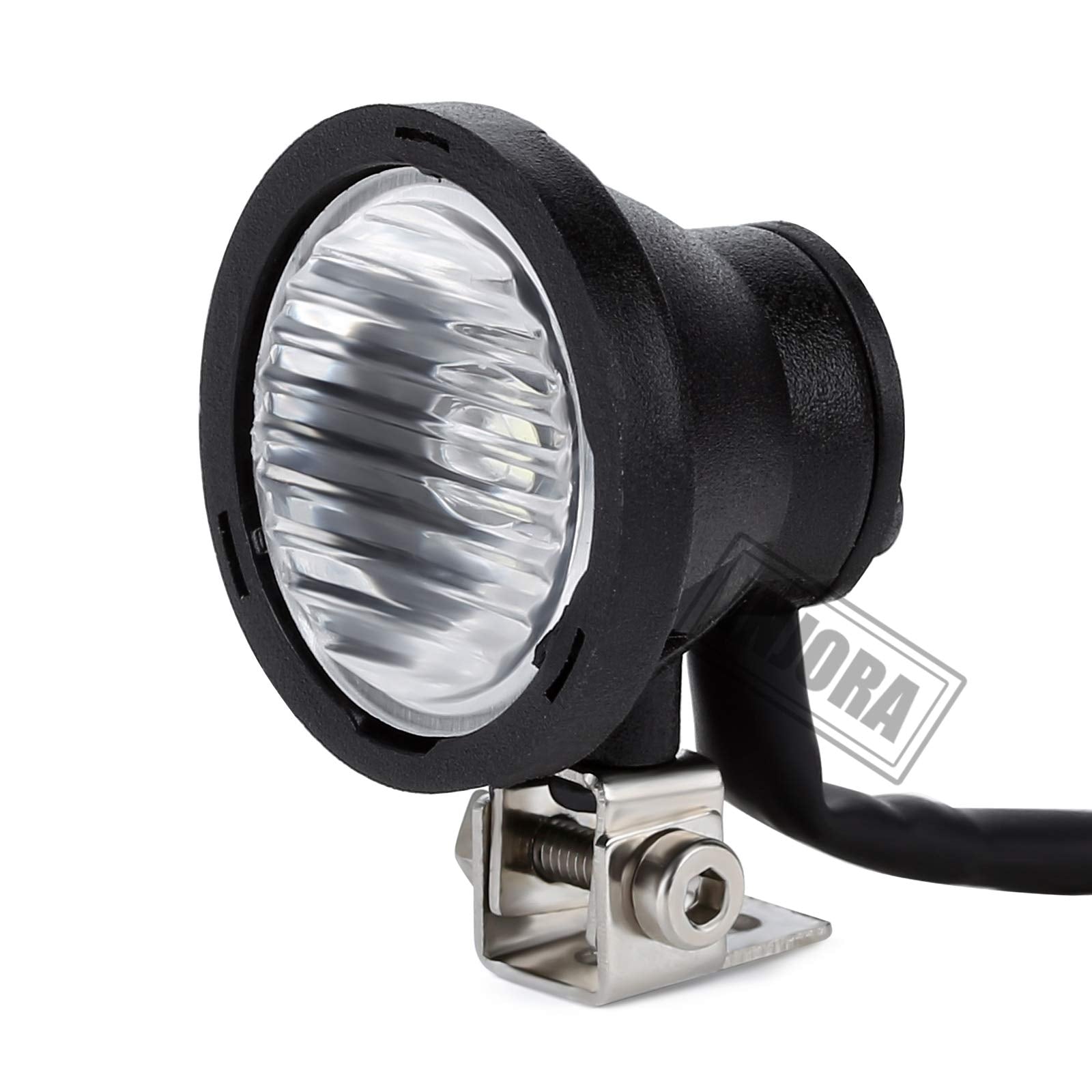 INJORA Round RC Headlights for 1:10 Crawler - White LED, Metal Bracket
