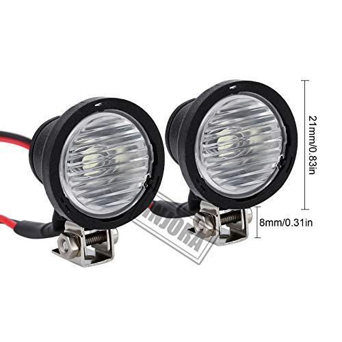 INJORA Round RC Headlights for 1:10 Crawler - White LED, Metal Bracket