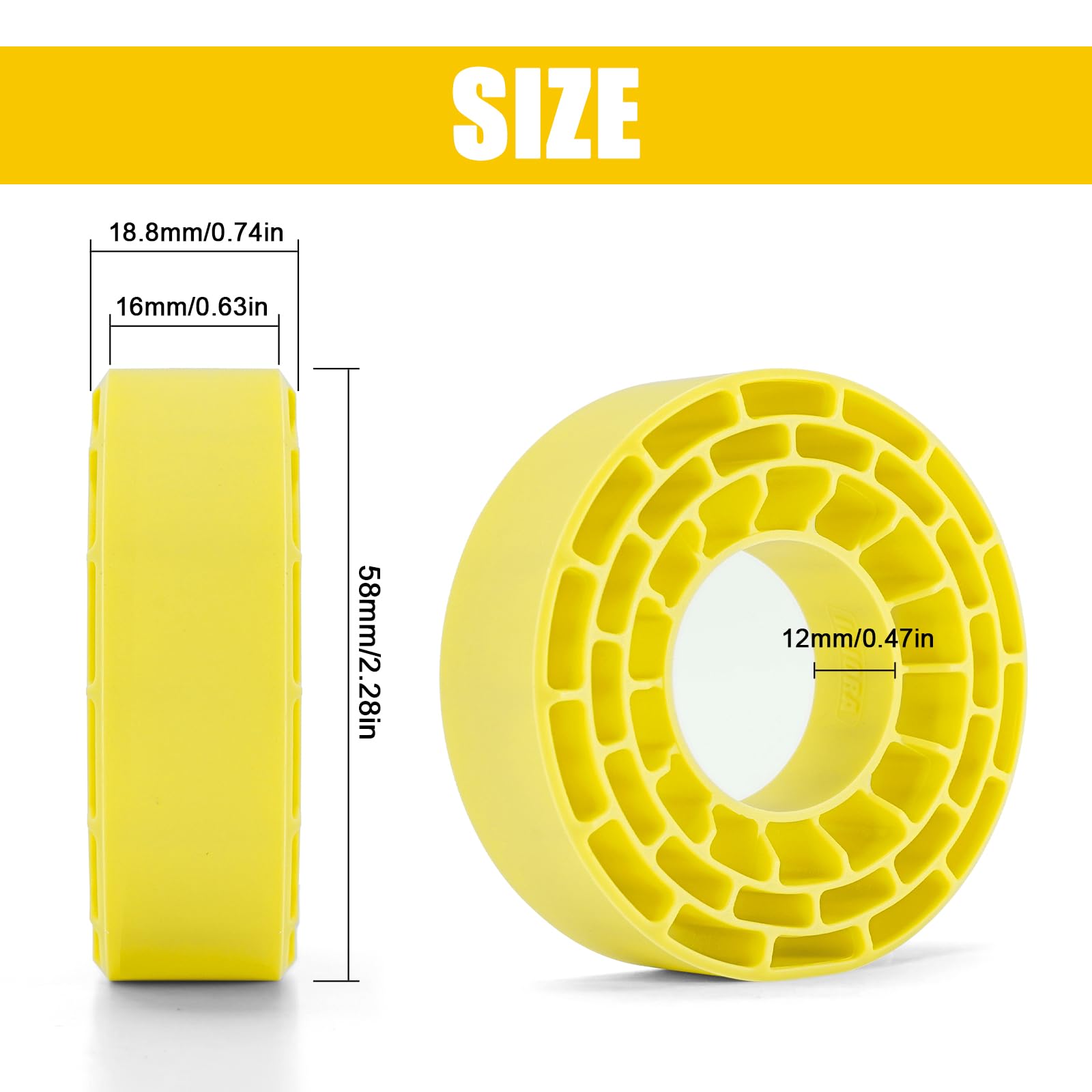 INJORA Silicone Rubber Tire Inserts for 62-64mm x 22-24mm 1.0" Crawler Tires (Yellow)